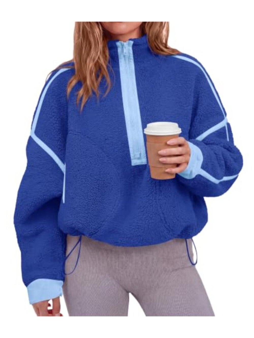 Women's Half Zip Fleece Pullover Sherpa Sweatshirt Mock Neck Zip Up